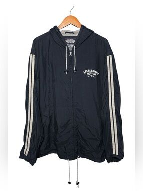 VTG Abercrombie & Fitch Y2K Lacrosse Hooded Track Jacket Cotton Lined Navy XL